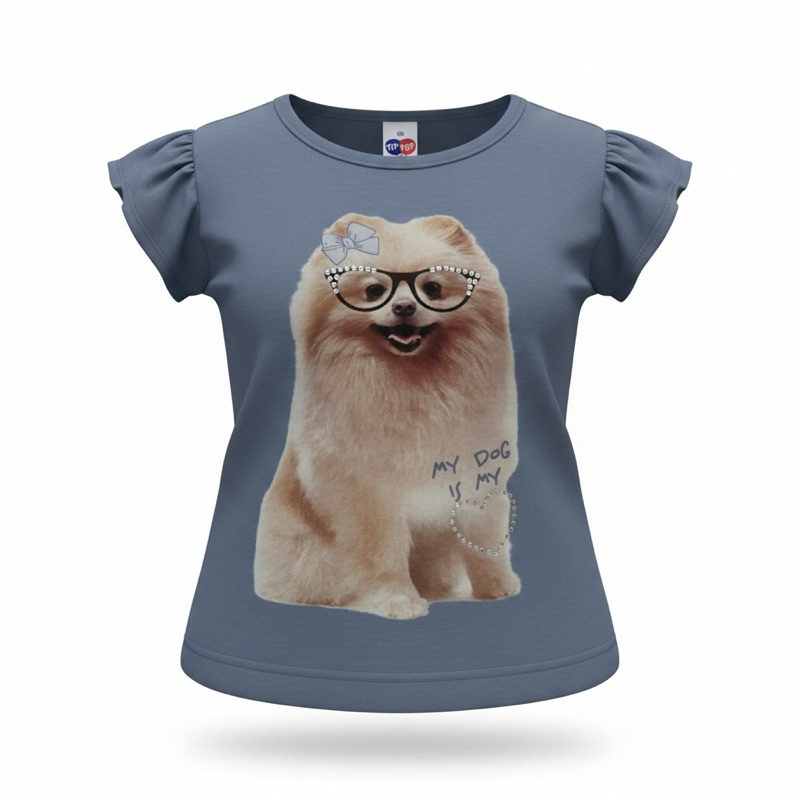 Blusa Menina Cachorrinho Manga Curta Tip Top