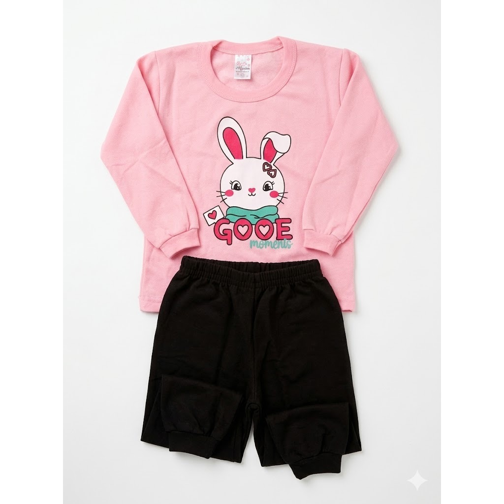 Conjunto Moletom Menina Sem Capuz Forrado Infantil  3 Anos Estampado