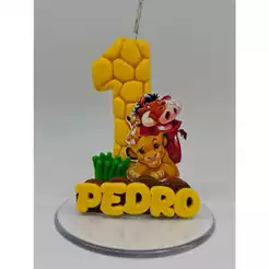 Decoração Festa / Vela Personalizada Aniversário Biscuit / Topo de Bolo / Vela Rei Leão / Leão / Rei Leão