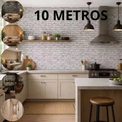 Papel de Parede 10 METROS Rolo Adesivo Decoração Quarto Cozinha Adesivo Autocolante Pedras Tijolo