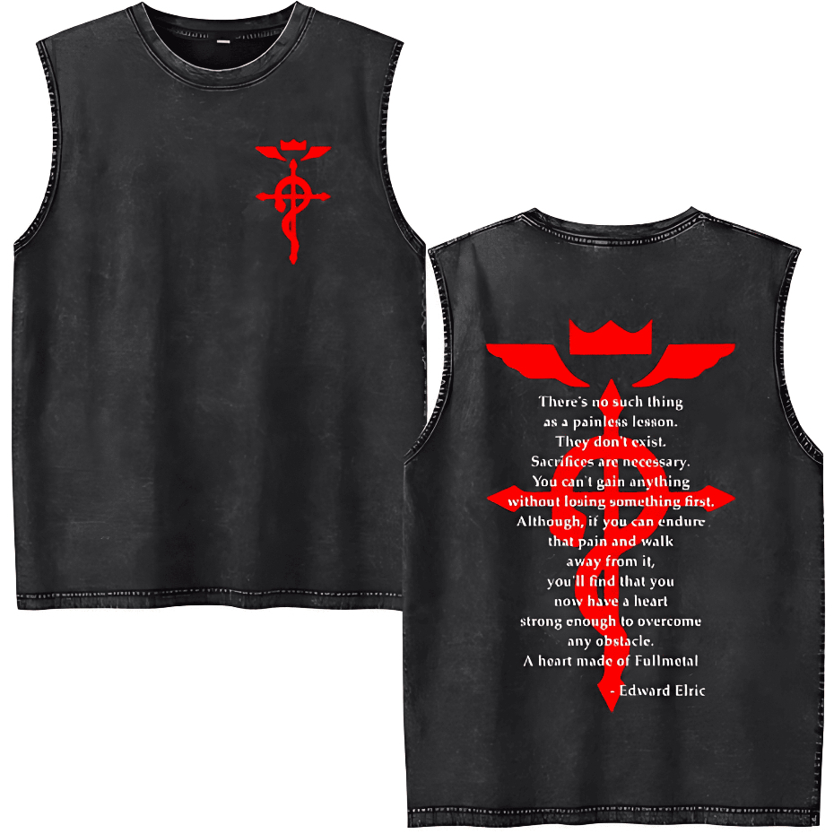 Camiseta Regata Machão Macio Fullmetal Frase de Edward Academia Camisa Cavada Masculino Algodão Unissex Adulto Conforto