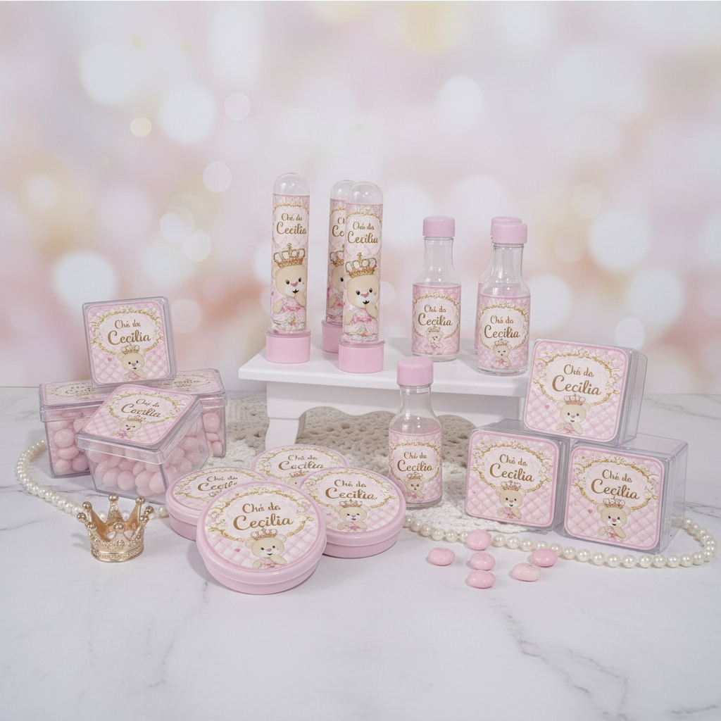 Kit 40 Lembrancinhas Ursinha Princesa Realeza /Menina/Lembrancinhas chá de Bebê  Festa infantil/Acrílicos Personalizados