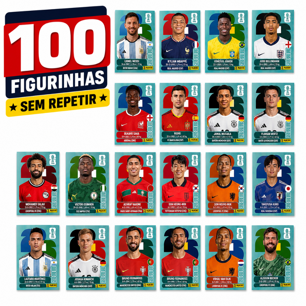 100 Figurinhas Copa Do Mundo 2026 Panini Originais Sem Repetir Kit Avulsas Para Completar Álbum