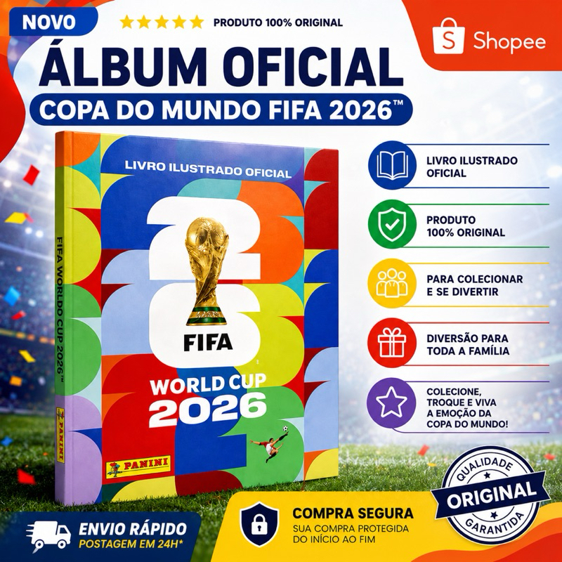 Álbum Copa do Mundo FIFA 2026 Oficial Panini Capa Mole Livro Ilustrado Álbum …