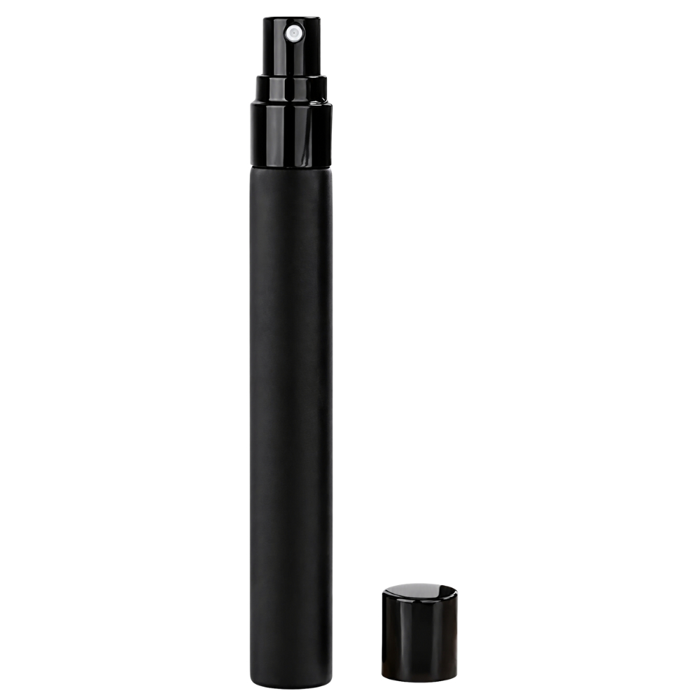 Kit Frascos Amostra 5ml Perfume Cilíndrico Plástico Branco Preto Spray Portátil Para Viagem