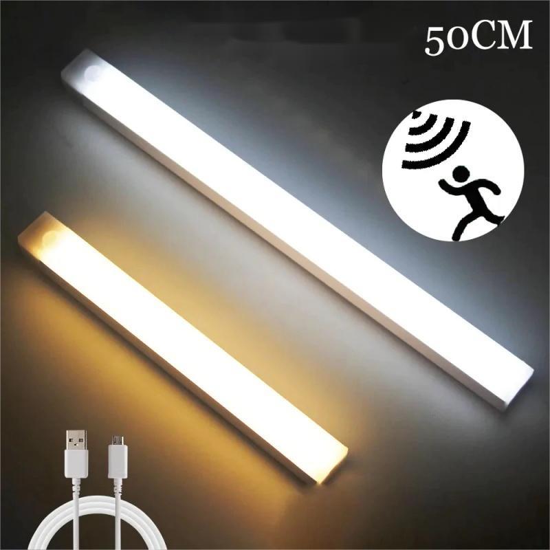 50cm Luminária Led 3 Cores Regulável Luz Noturna Sensor De Movimento USB Recarregável