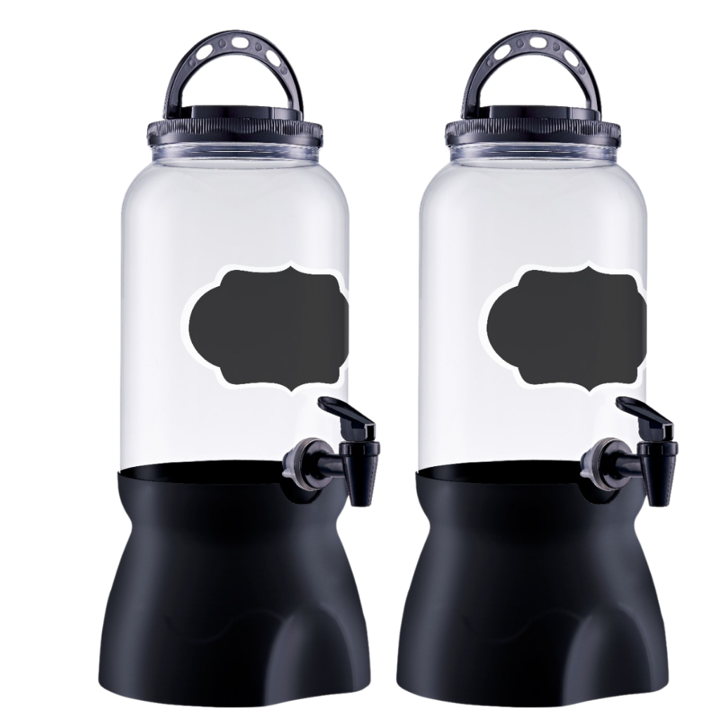 Kit Suqueiras De Plástico Louça 3,6l DIspenser Grande Bebidas Pote Com Tampa Alça E Torneira