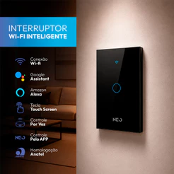 Interruptor Inteligente Touch WiFi Preto Avant Neo