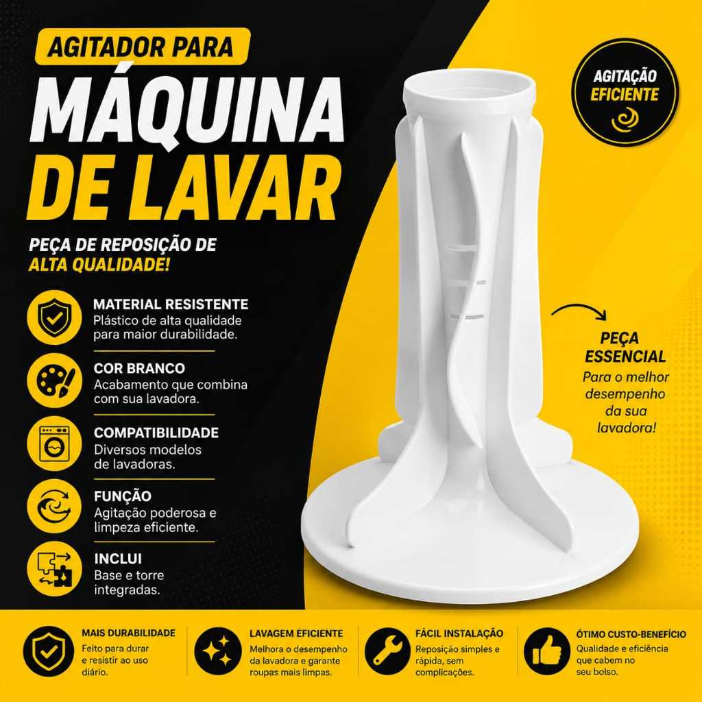 Agitador Compatível Com Lavadora Brastemp Consul CWL08/10 BWL10 BWC11 BWK11 8 Blades