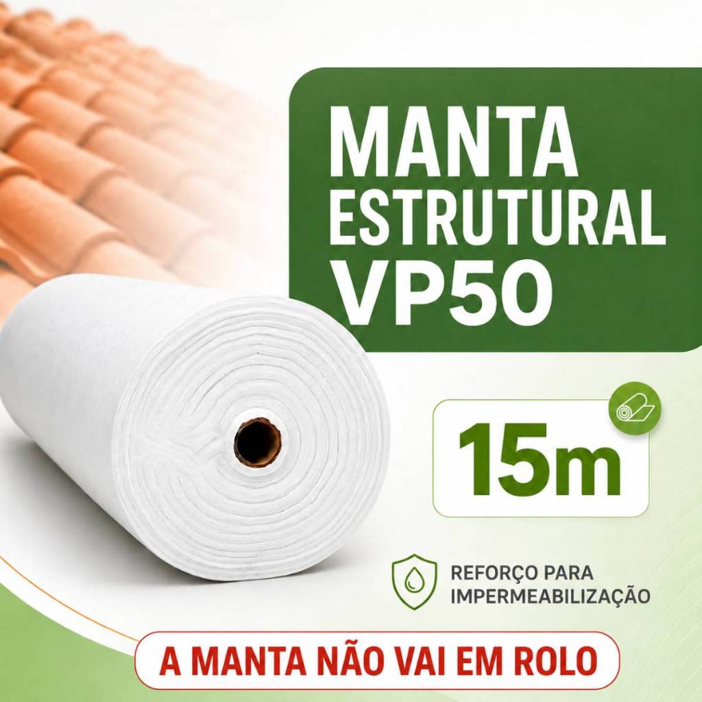 Manta Bidim Vp50 15m Tela Para Impermeabilização Isolante Termo Acústico Resistente Raios UV
