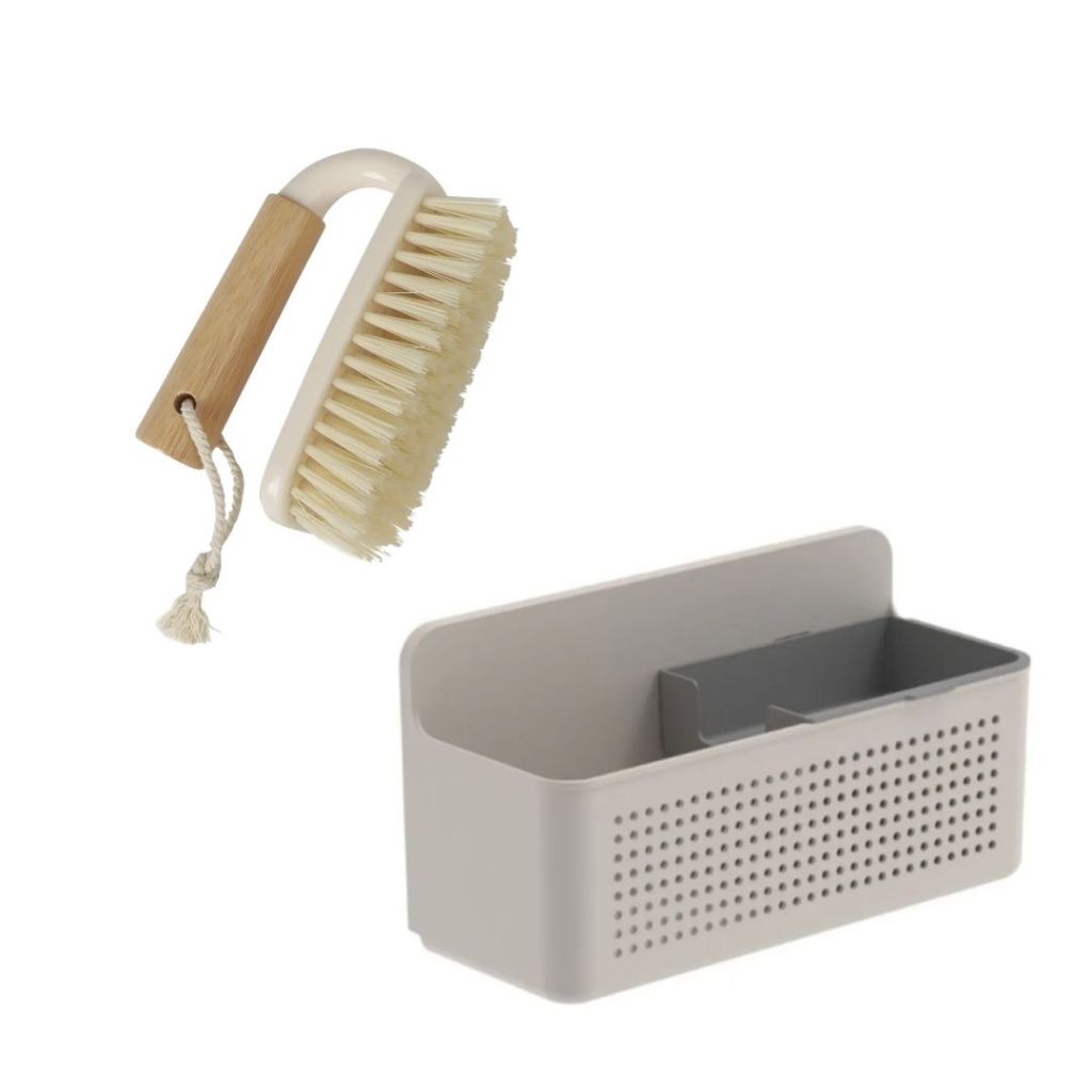 Kit Organizador de Tanque com Escova Multiuso Porta Produtos Lavanderia Multiuso e Funcional