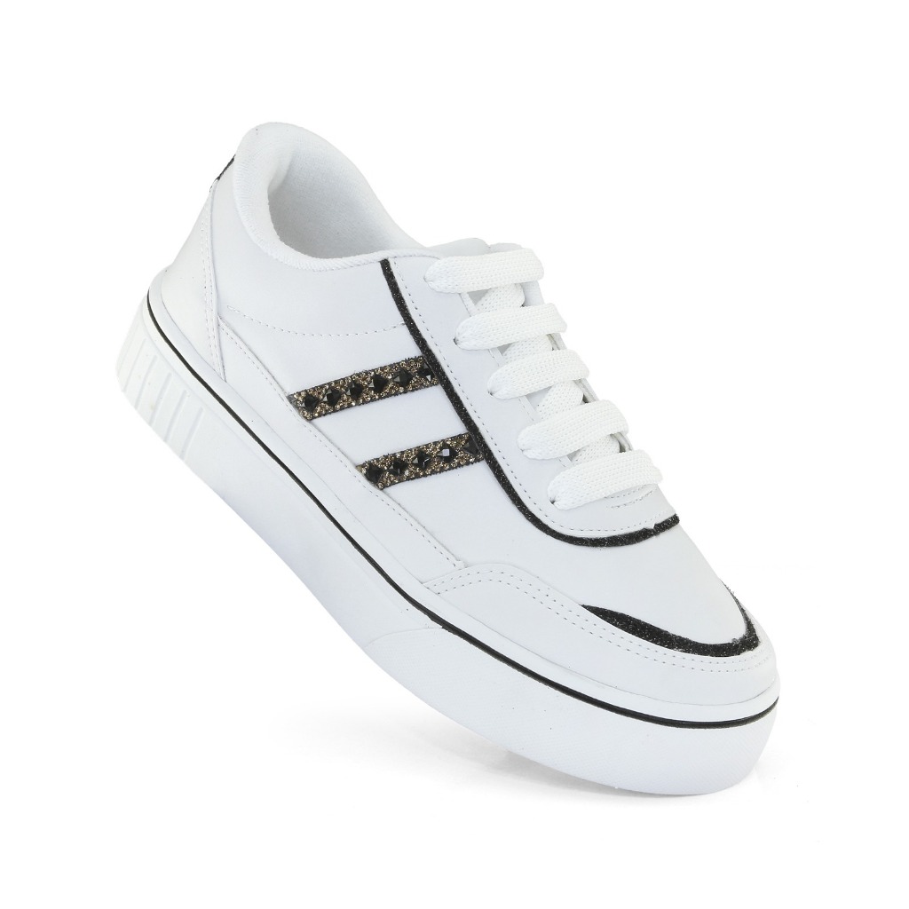 Tênis Feminino Casual Leve Confortável Glamour Brilho e Gliter