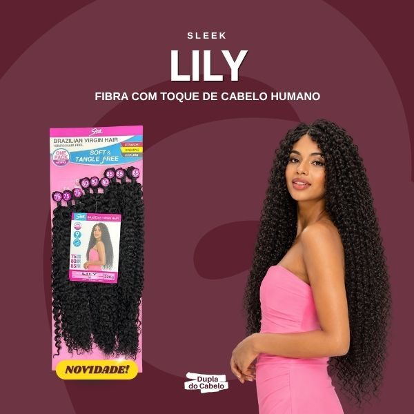 Cabelo Lily - Sleek / 85cm e 320G /  Fibra Premium de Alta Aderência / Toque de Cabelo Humano / Bio Fibra Humanizada