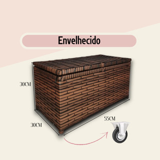 Roupeiro Baú Sintético Horizontal C/Rodinhas Organizador Roupa Suja Brinquedos 30x55x30