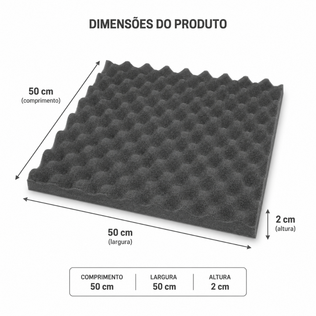 KIT 10 ESPUMAS ACUSTICAS  CAIXA DE OVO 50X50X2CM ANTIRUIDO TRATAMENTO ACUSTICO ESTUDIO