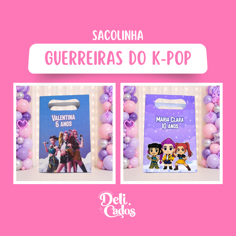 SACOLINHA PERSONALIZADA PARA LEMBRANCINHAS GUERREIRAS DO KPOP HUNTRIX | SACOLA PERSONALIZADA | SACOLA SURPRESA