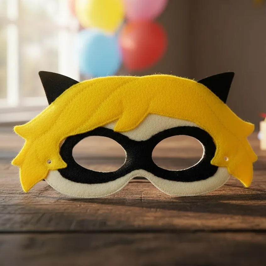 Máscara Em Feltro Bordada Adrien Agreste Cat Noir Miraculous