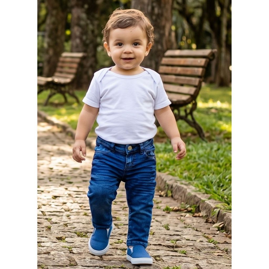 Calça Jeans Bebê, Lycra, JOGGER, SKINNY, Premium, Confortável.