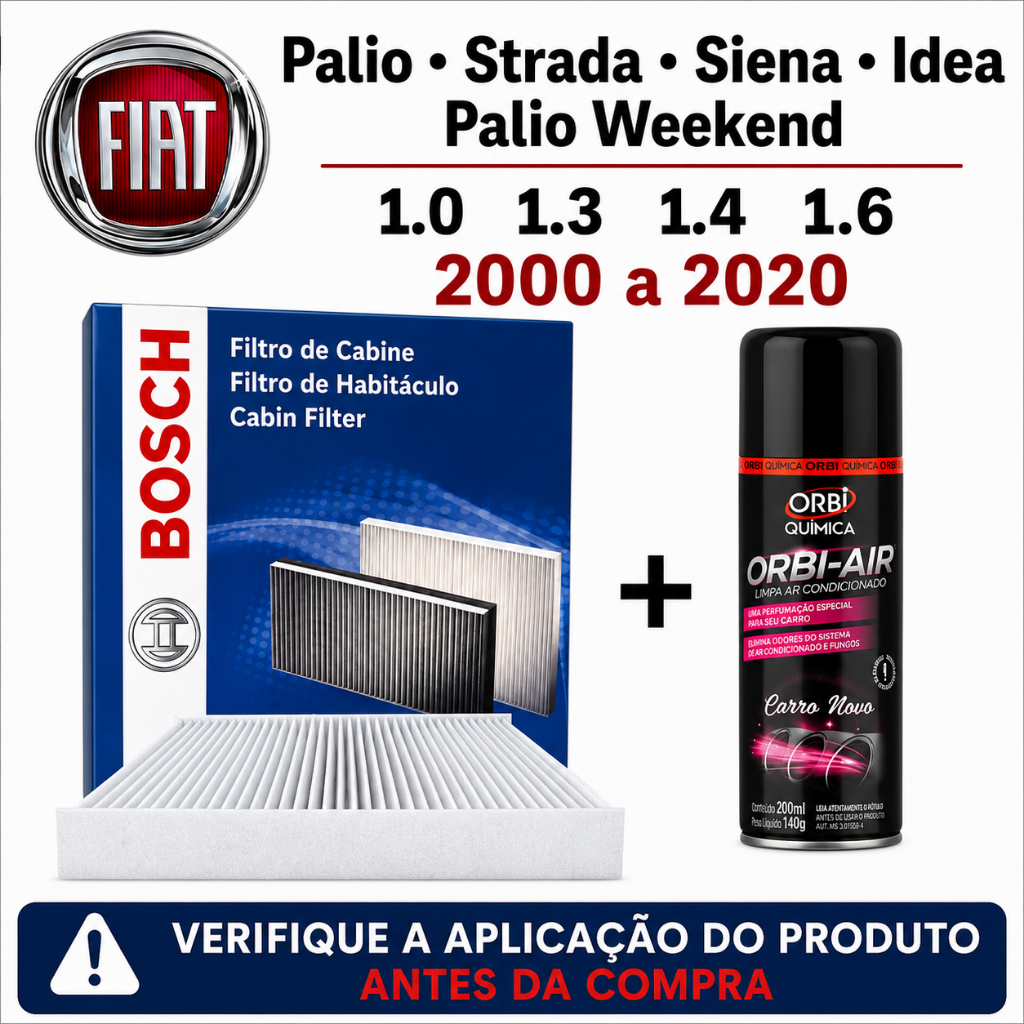 Filtro Ar Condicionado +  Higienizador Palio Strada Siena Idea Palio Wekeend Fiat