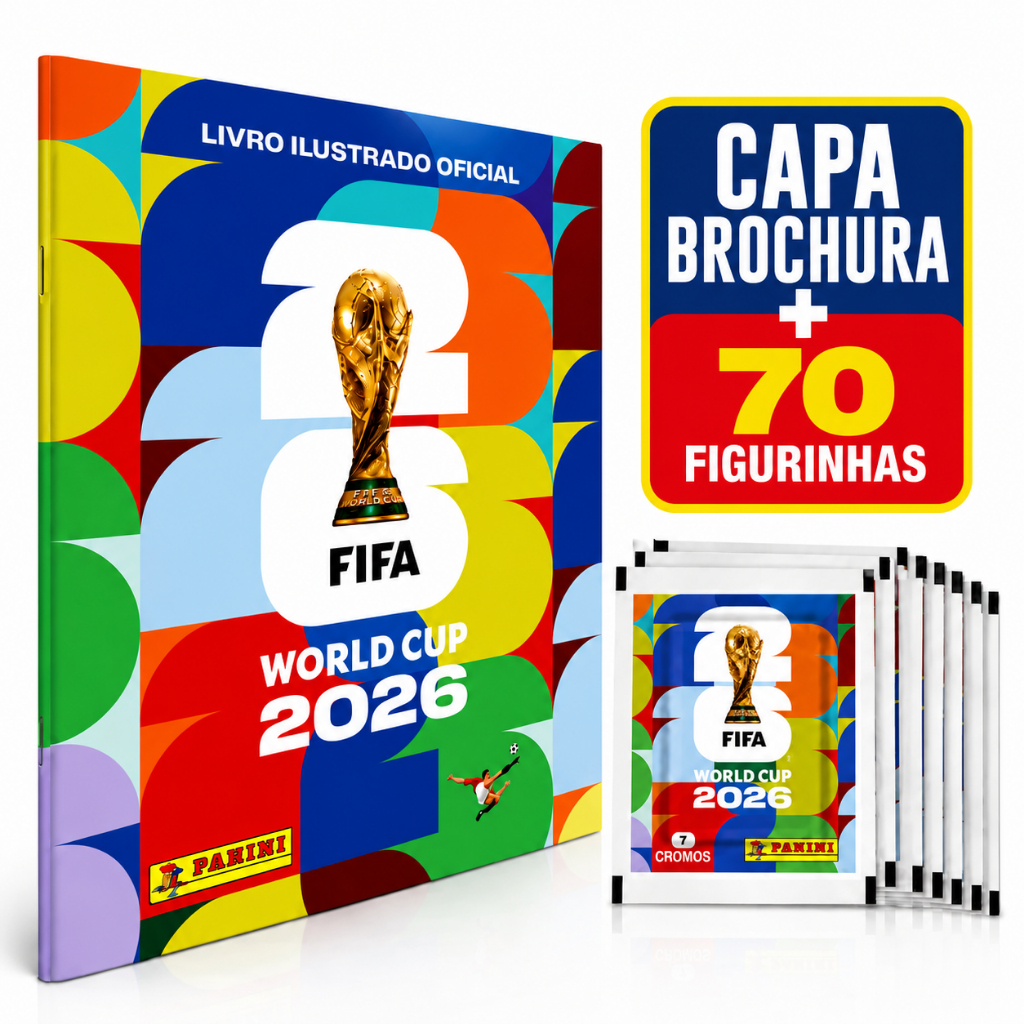 Kit Álbum Copa Do Mundo Oficial 2026 FIFA Panini Brochura + 70 Figurinhas Envelope Pacotes Original
