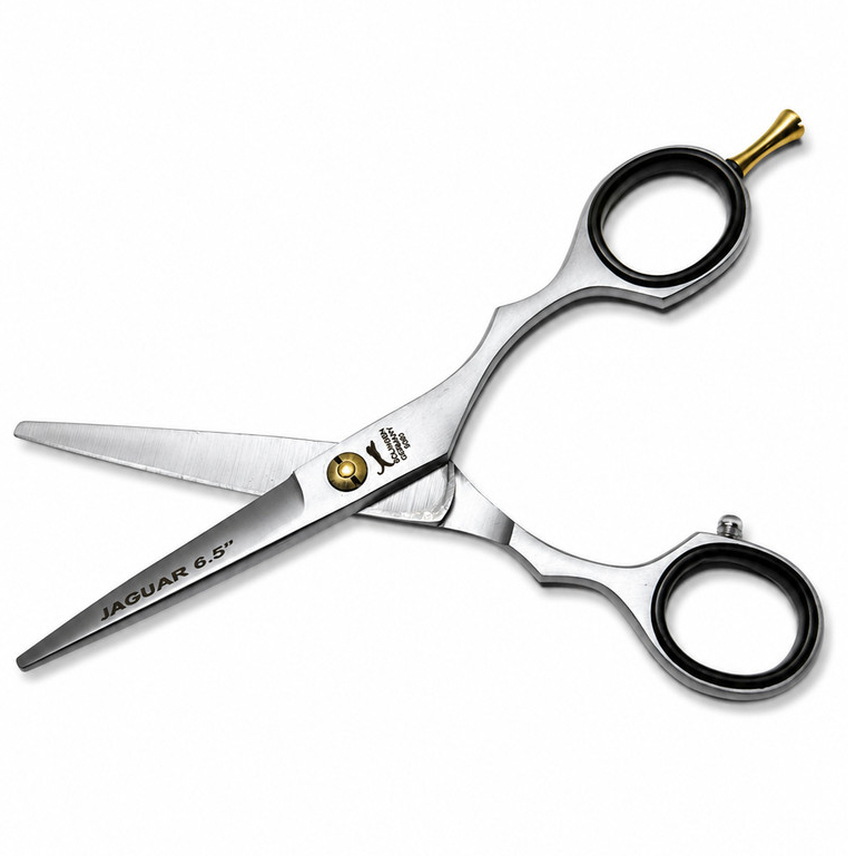 Tesoura Profissional Jaguar Ergo Slice 6,5 - Fio Navalha Aço Inox Premium Cinza para Barbeiro e Cabeleireiro