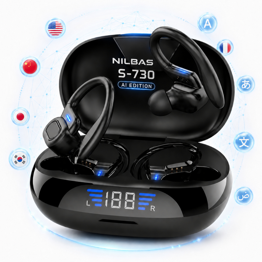 Fone De Ouvido Nilbas S-730 Ai Pro Tradução Simultânea 144 Idiomas Inteligência Artificial Chatgpt Integrada Esportivo