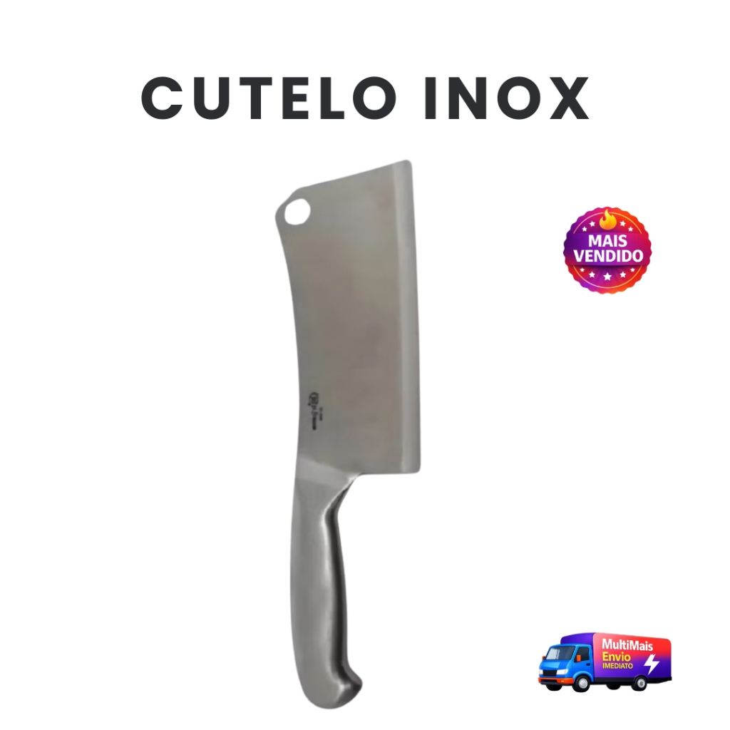 Cutelo Aço Inox Para Corte de Carnes e Ossos Super Afiado e Corte Preciso Profissional 6 Polegadas