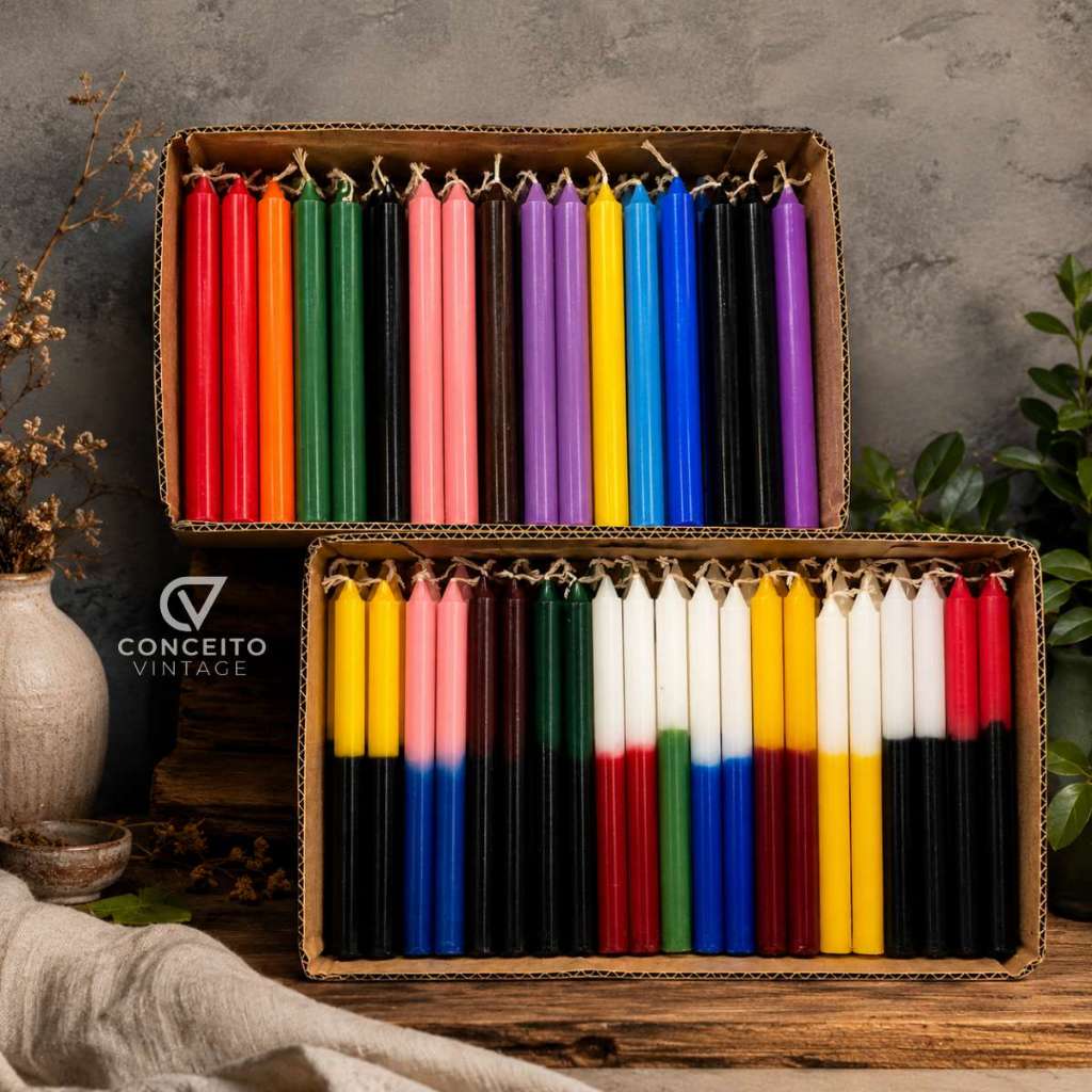 Kit Vela Palito Coloridas e Bicolores 16 Cm - Número 03