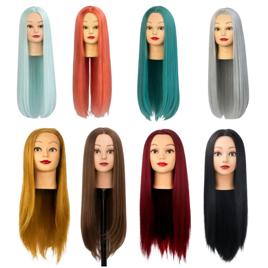 Cabeça De Manequim Orgânica Colorida Com Penteados + Suporte