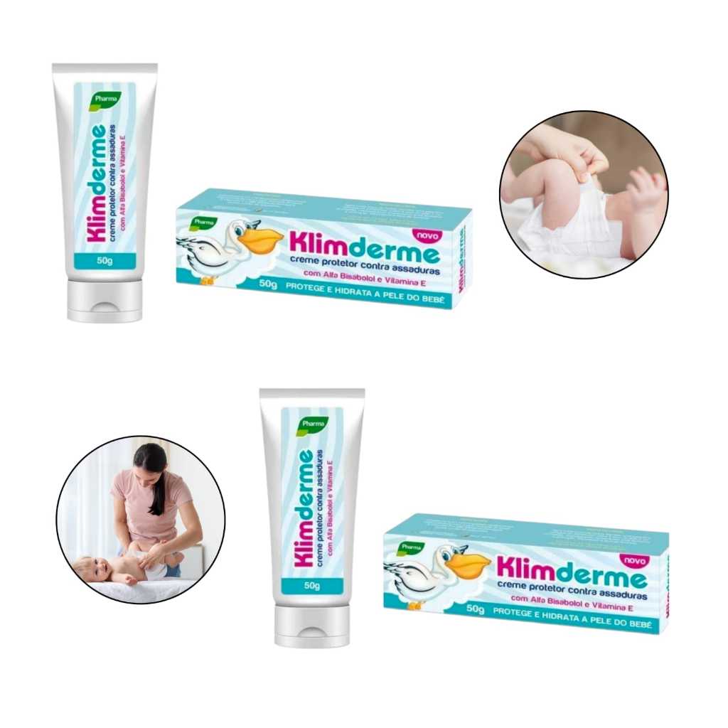 Kit 2 Creme Protetor contra Assaduras Klimderme Vitamina E Alfa Bisabolol 50g Cada