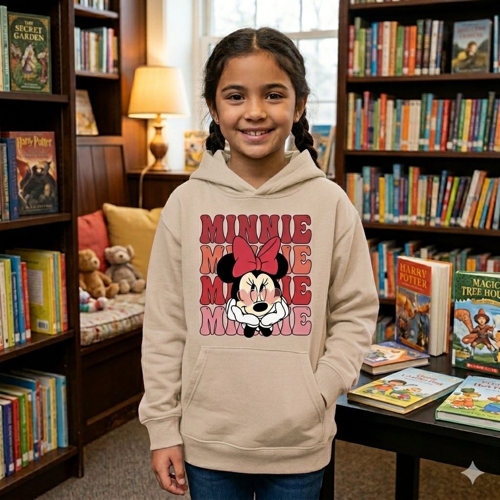 Moletom Infantil Mouse Rato Desenho infantil Feminino Canguru Flanelado Casual Confortável Inverno Frio Menina Estampado