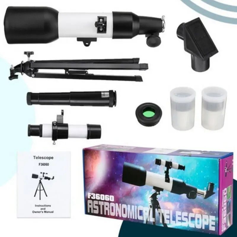 Luneta Telescópio Astronômico Terrestre Lunar Refrator Microscópio Visão Noturna Objetiva Longo Alcance Pedestal
