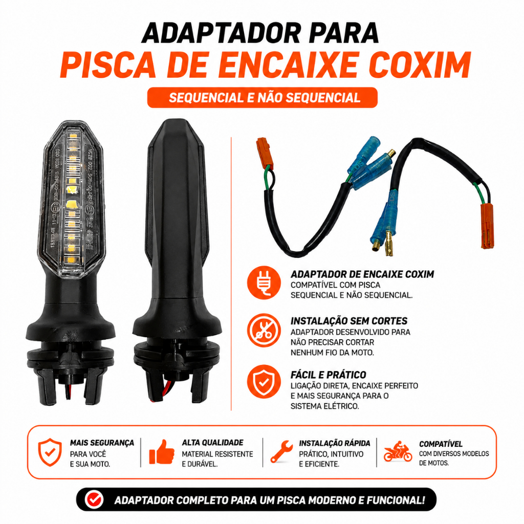 Kit 2 Adaptador De Pisca Plug Seta Led Cb Twister Cg 160 — imagem 2 de 2