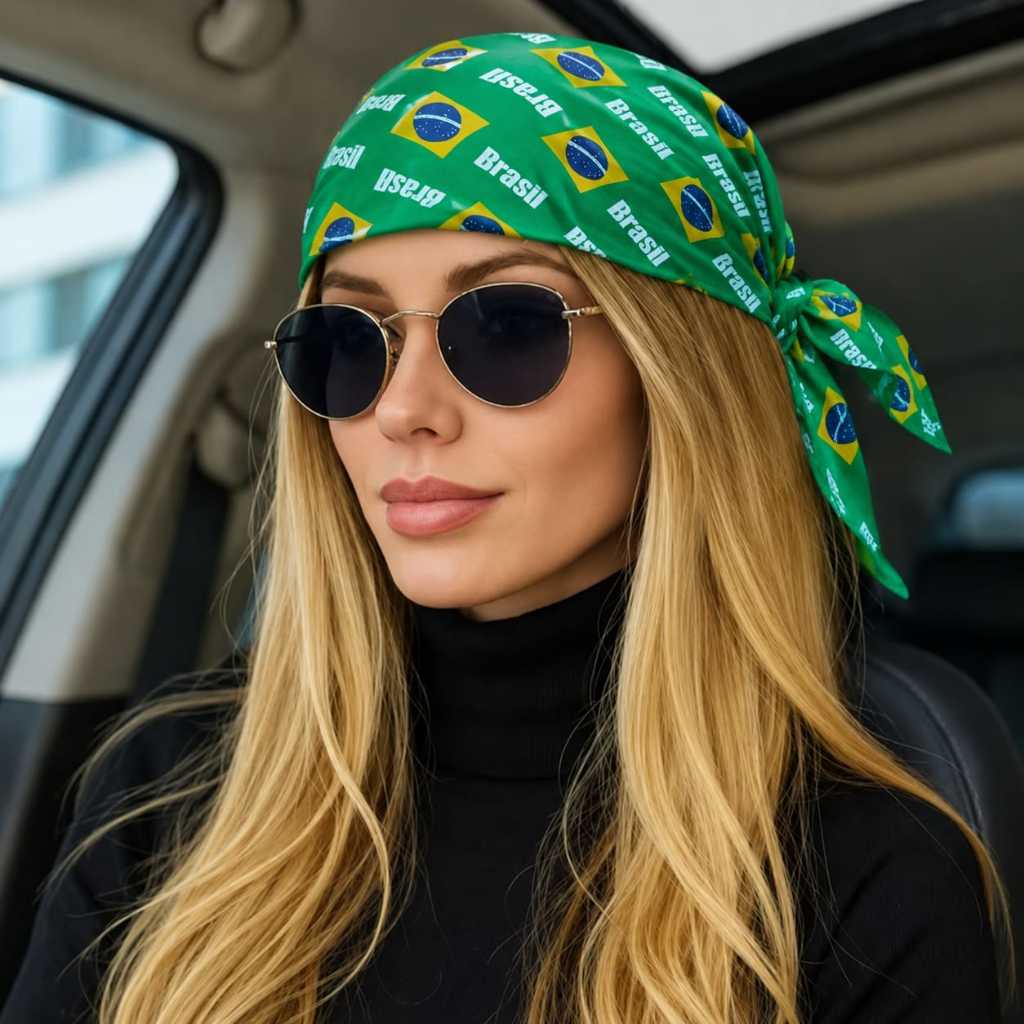 Bandana Brasil  Lenço Estilo Bandeira Unissex Moda Tendência e Festival Style