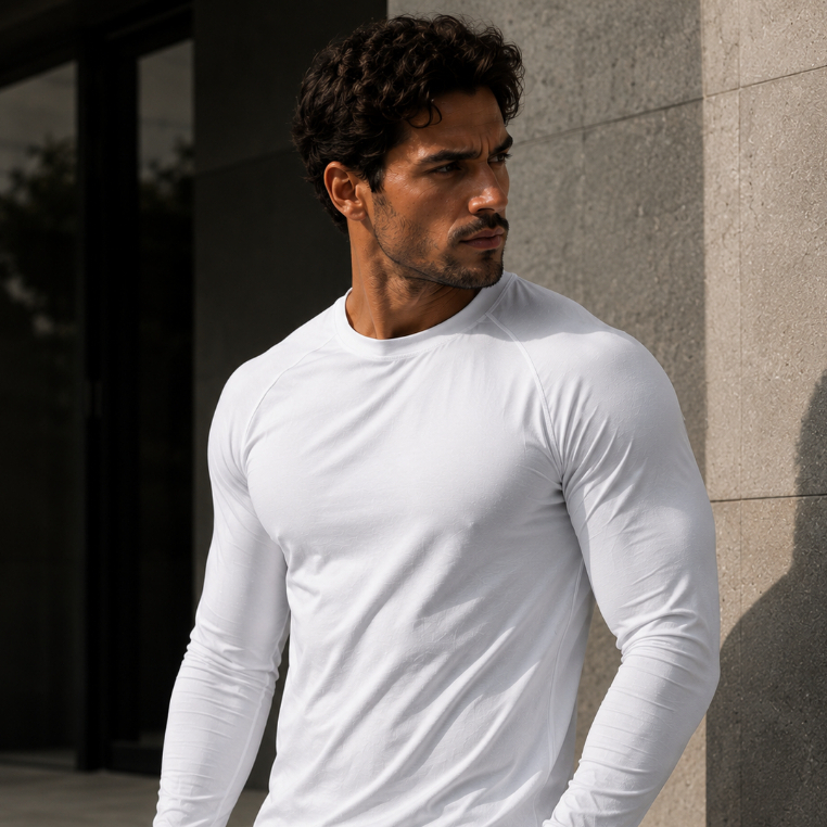 Camiseta Fitness UV50+ Masculina Manga Longa Compressão Dry Fit Academia Gym Corrida Outdoor