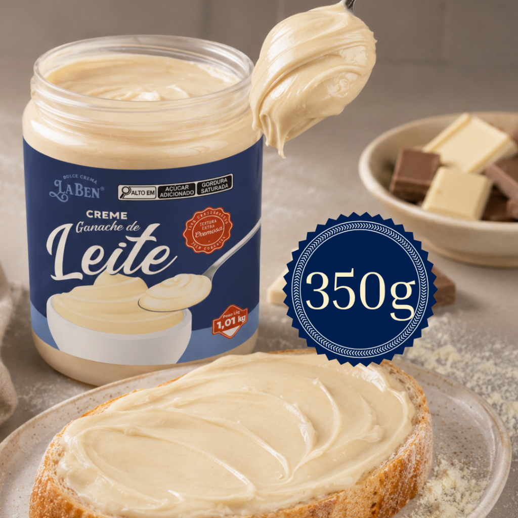 Creme Ganache de Leite La Ben 350g chocolate branco - Doces no pote