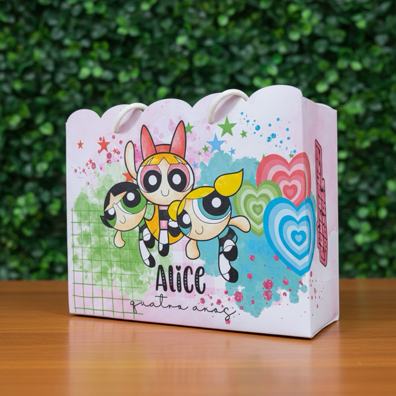 Sacolinha Personalizadas Meninas Super Poderosas lembrancinhas Festa Infantil Pegue e Monte