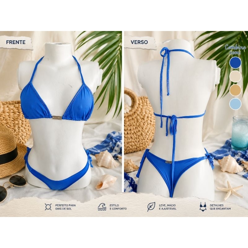 Biquíni Feminino Azul Labellamafia Tam M Cortininha Moda Praia Poliamida Com Elastano