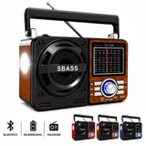 Rádio retrô recarregável com Bluetooth e lanterna