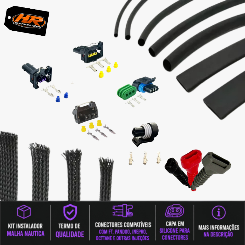 Kit Instalador Distribuidor Hall - Malha Náutica, Termo Retrátil, Conectores e Capa em Silicone - Faça Você Mesmo