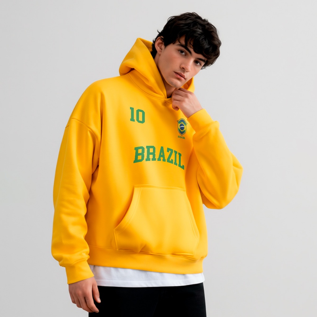 Blusa Moletom Brazil 10 Seleção Brasileira Copa Mundo Torcida REF 3667 -