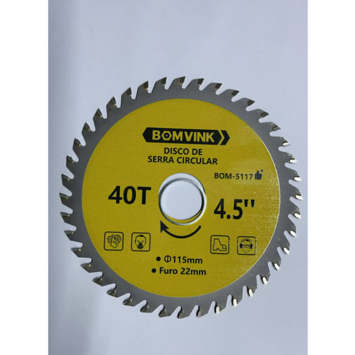 Disco De Serra Circular 115mm 40 Dentes Madeira MDF Bomvink