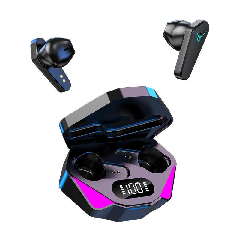 Fone Gamer Bluetooth Sem Fio 5 TWS LED Bateria Longa Microfone Estéreo Toque Celular Android x15 Ultra Baixa Gaming