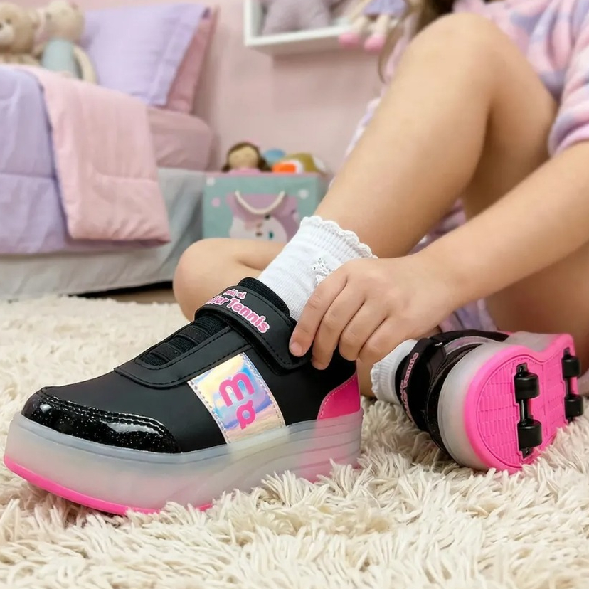 Tênis Infantil Menina com Rodinhas e Luzes Confortável Minipé MP2623