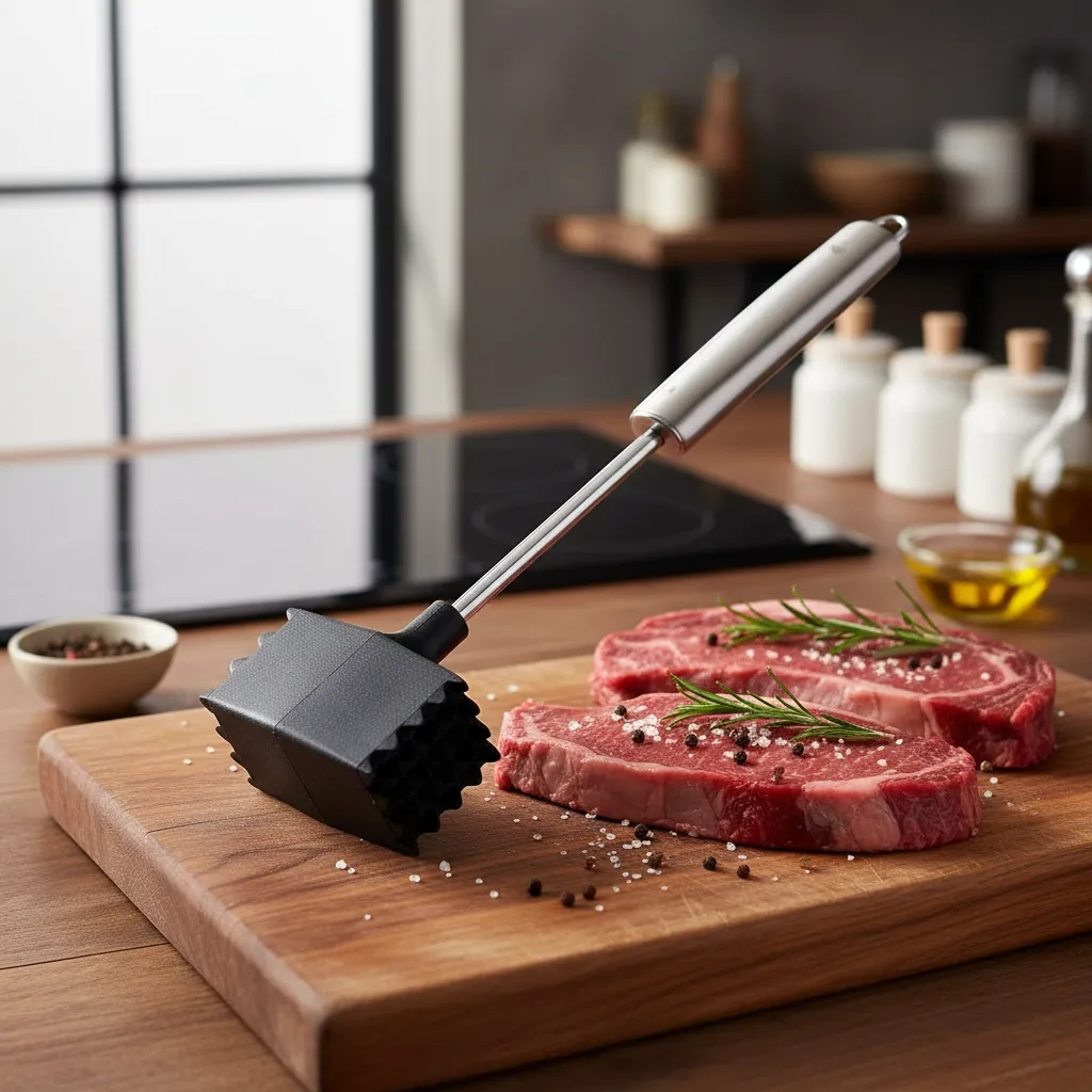 Martelo Amaciador De Luxo De Carne Batedor Pesado Bife Em Aço Inox Resistência Kehome