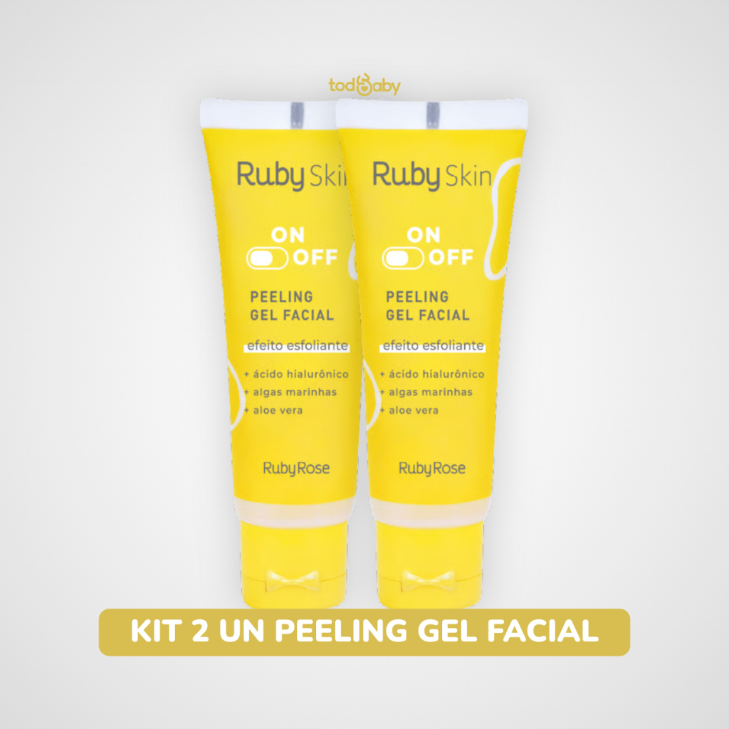 Peeling Gel Facial Esfoliante Kit 2 Unidades On+Off Ruby Rose® Limpeza Profunda Remove Impurezas