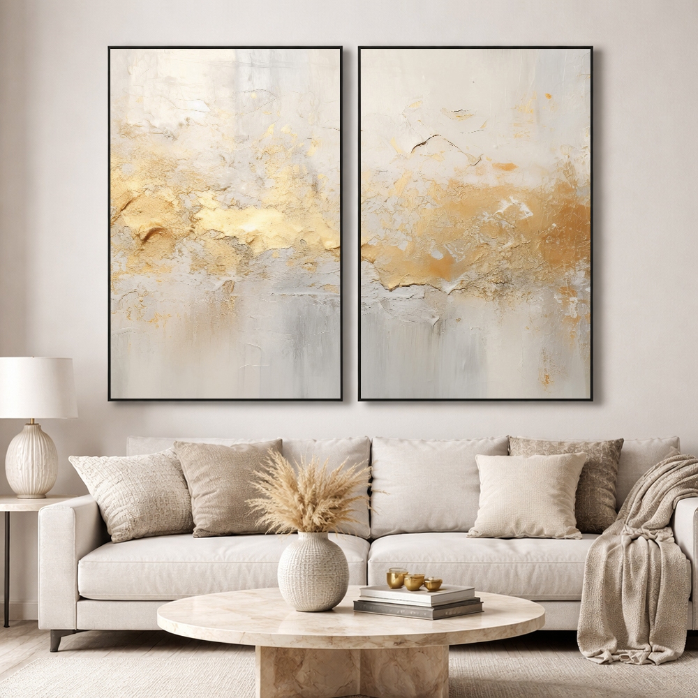 Quadro De Decoração  2 Telas Arte Abstratas Para Sala Quarto Escritorio