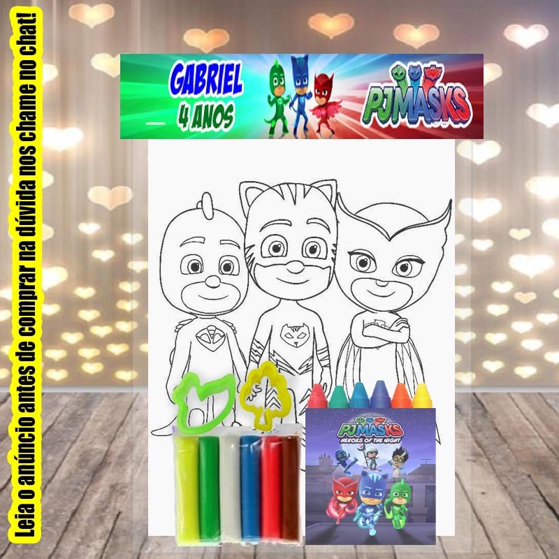 kit colorir com Massinha de Modelar Pj Masks