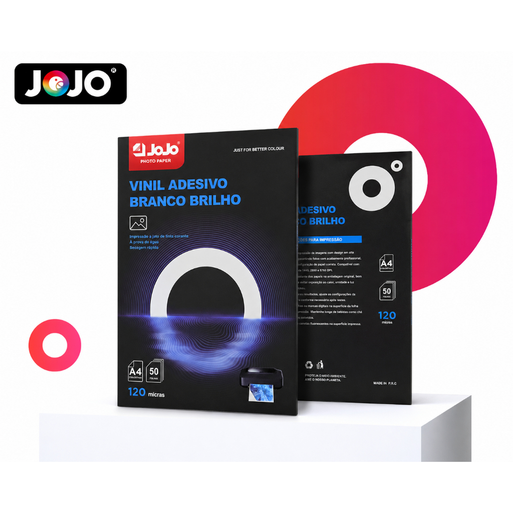 Vinil Branco brilho Adesivo 120g para impressora Jato de Tinta Formato A4 500 folhas a prova dágua