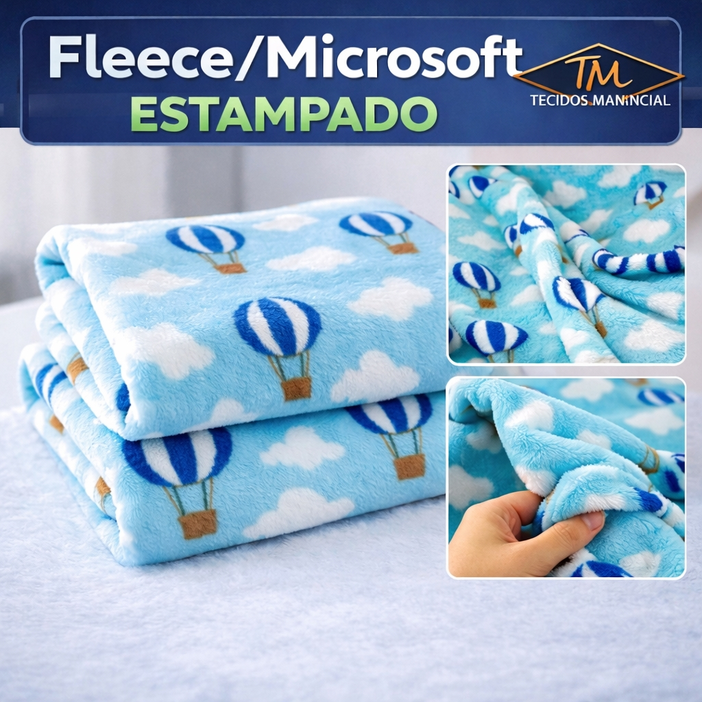 4 METROS TECIDO FLEECE ESTAMPADO 3D MICROSOFT - TECIDO MACIO 4m x 1,60m PARA COBERTOR, PIJAMA,PETS E ARTESANATO